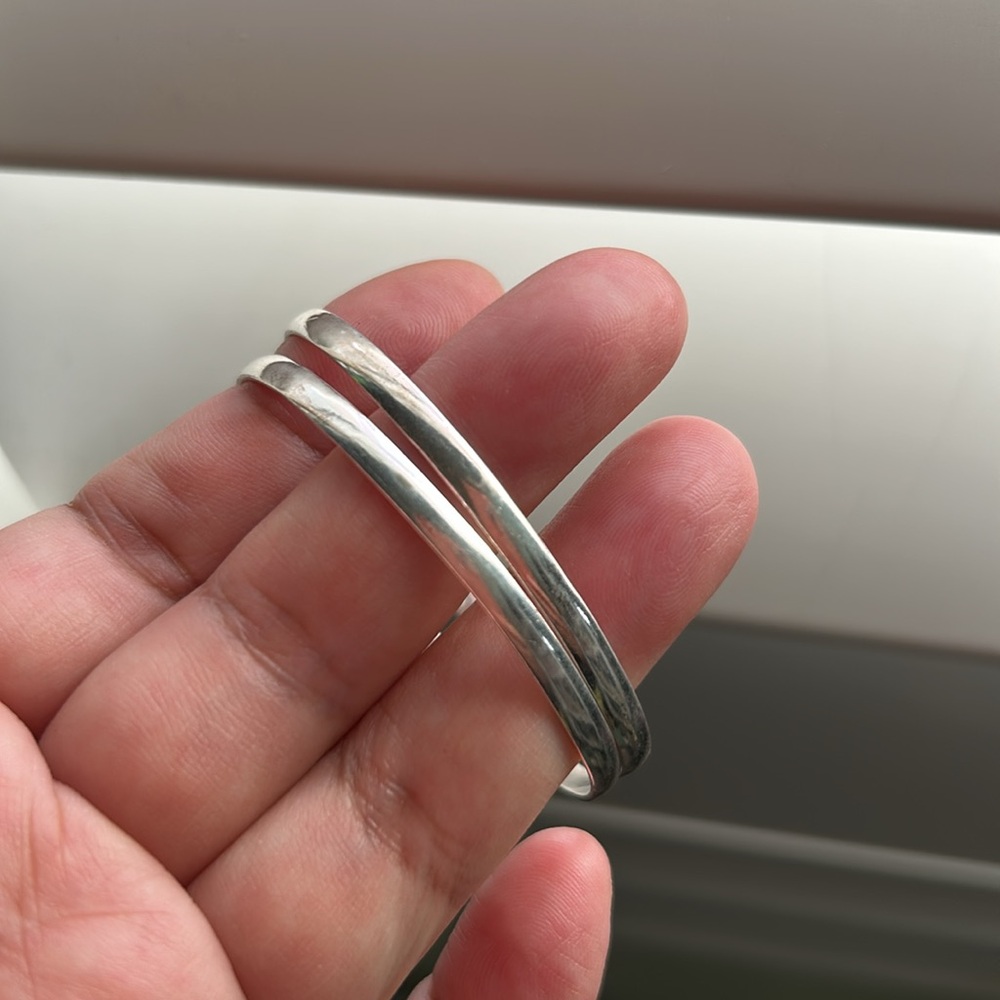 2” Diameter Sterling Silver Bangle Set - image 2